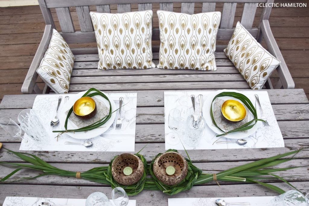 Tischdeko mit Schilf Schilfgras dekoration tisch sommer deko sommerlich