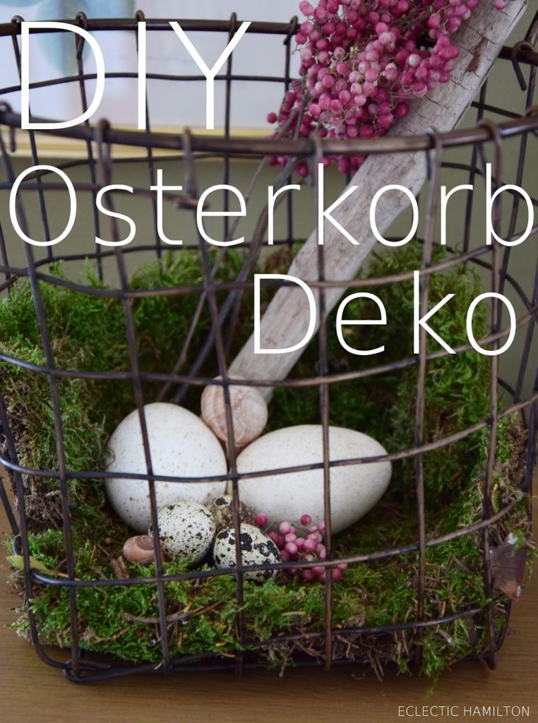 DIY Osterdeko mit Moos Eiern Pfefferbeeren und Schnecken. Selbermachen, Kreativ gestalten mit Naturmaterialien, Ostern, Naturdeko