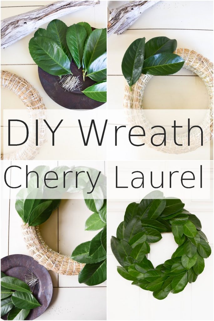 DIY wreath with cherry laurel