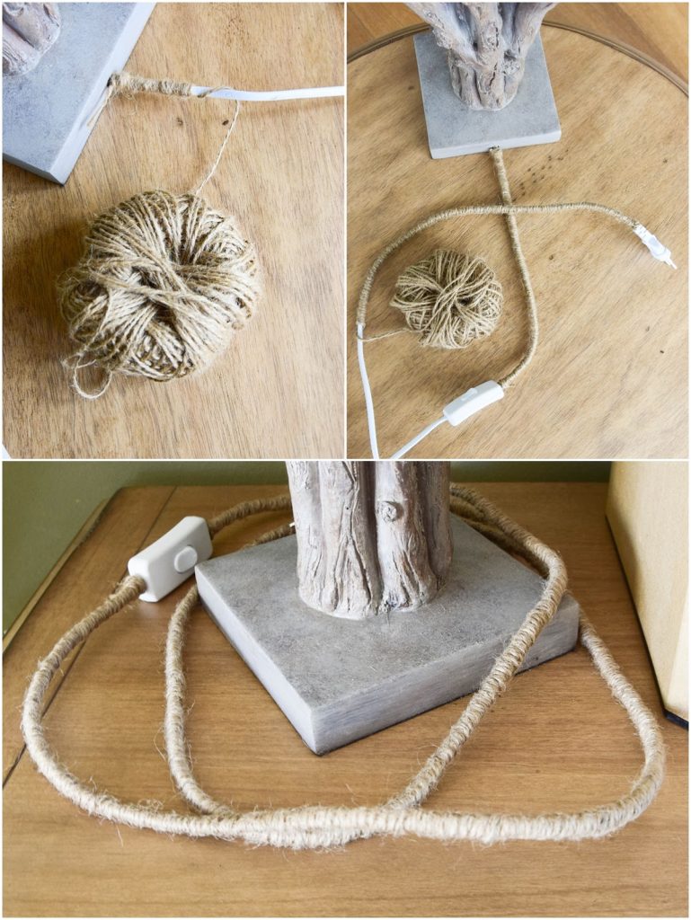 DIY.: Einfache Verschönerung von Stromkabel einer Tischlampe selber machen selbst gemacht