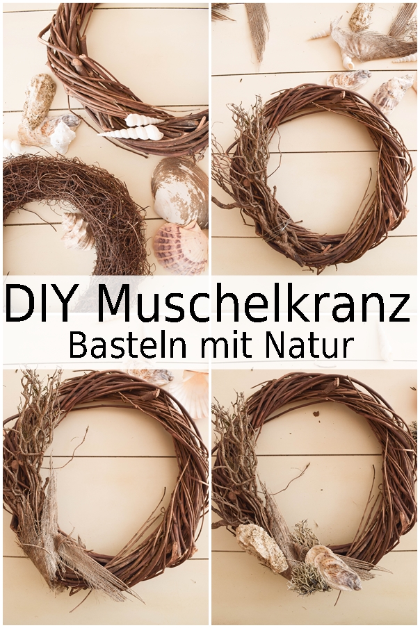 DIY Kranz aus Muscheln: Muschelkranz basteln. Sommer Deko Dekoidee selbermachen, Naturdeko