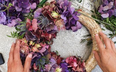 DIY Video: Hortensienkranz mit Lavendel, Disteln, Blushing Brides und mehr!