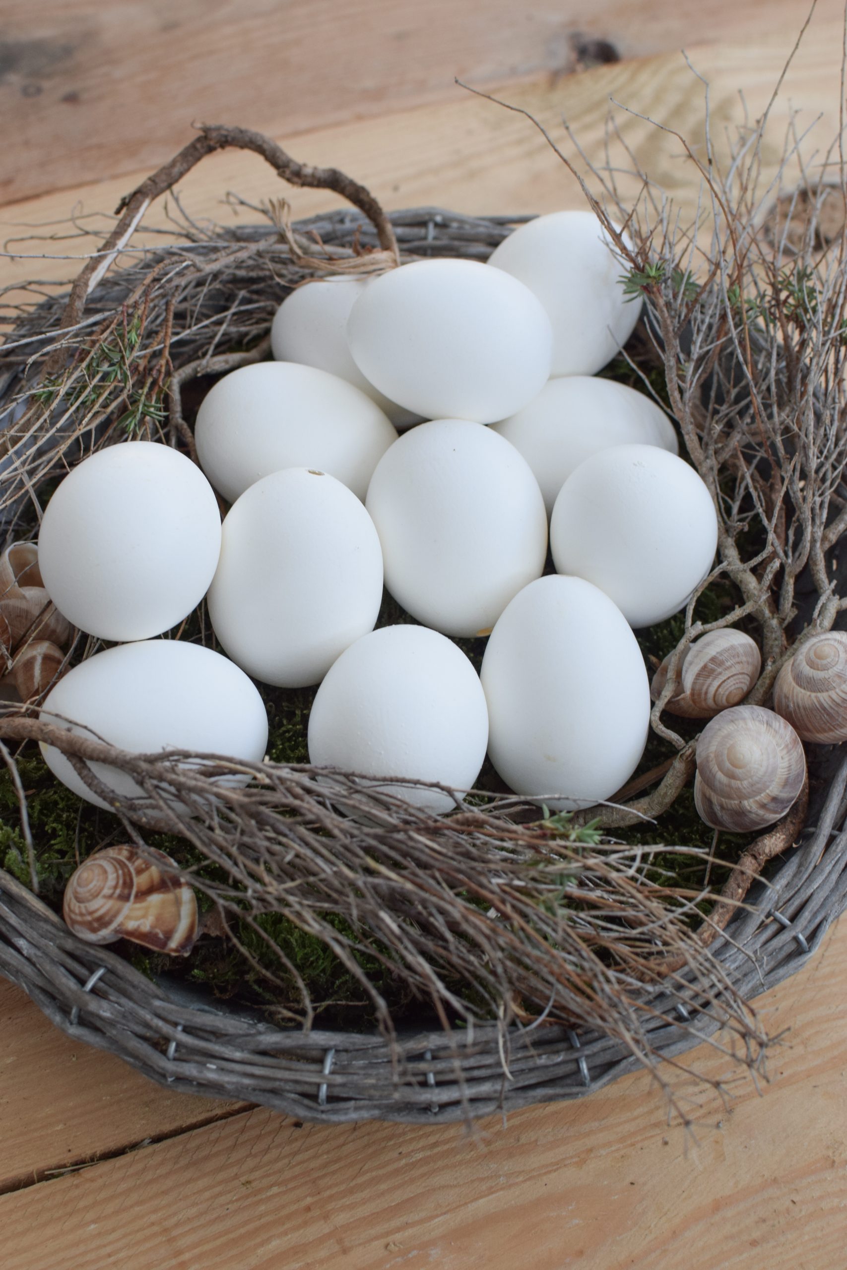24 Hühnereier weiß leere ausgeblasene Natur Deko Eier Ostereier Dekoeier 