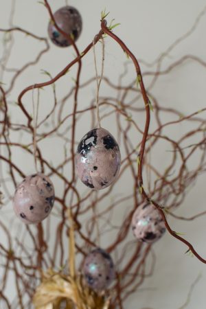 Osterei rosa zum Hängen Aufhängen glitzer Osterdeko Osteridee Ostern ausgeblasene Eier