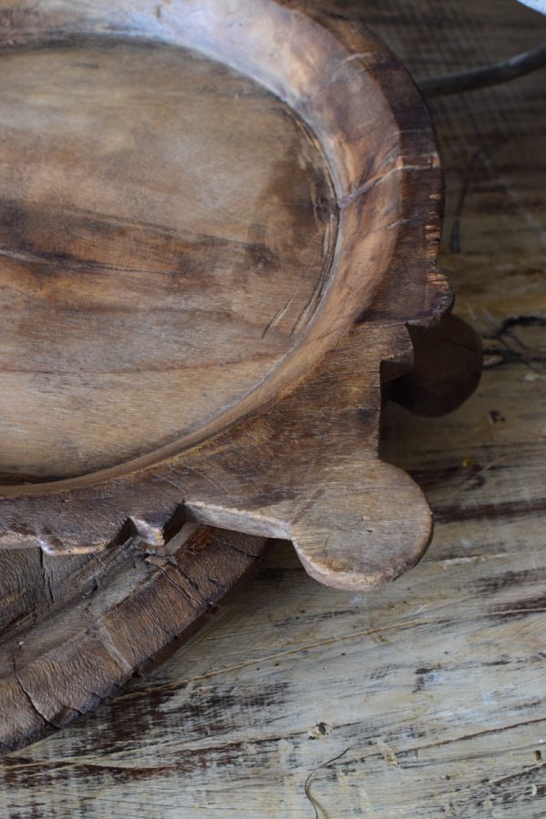 Antikes Holzstablett mit Griffen antikes Einzelstück handgefertigt. Schale aus Holz Tischdeko Dekoidee Mrs Greenery Shop