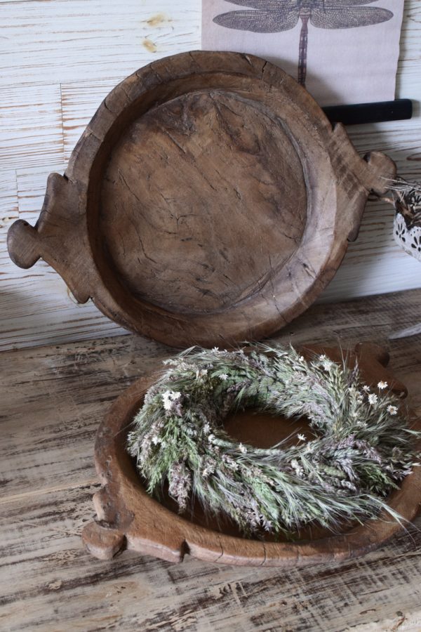 Antikes Holzstablett mit Griffen antikes Einzelstück handgefertigt. Schale aus Holz Tischdeko Dekoidee Mrs Greenery Shop