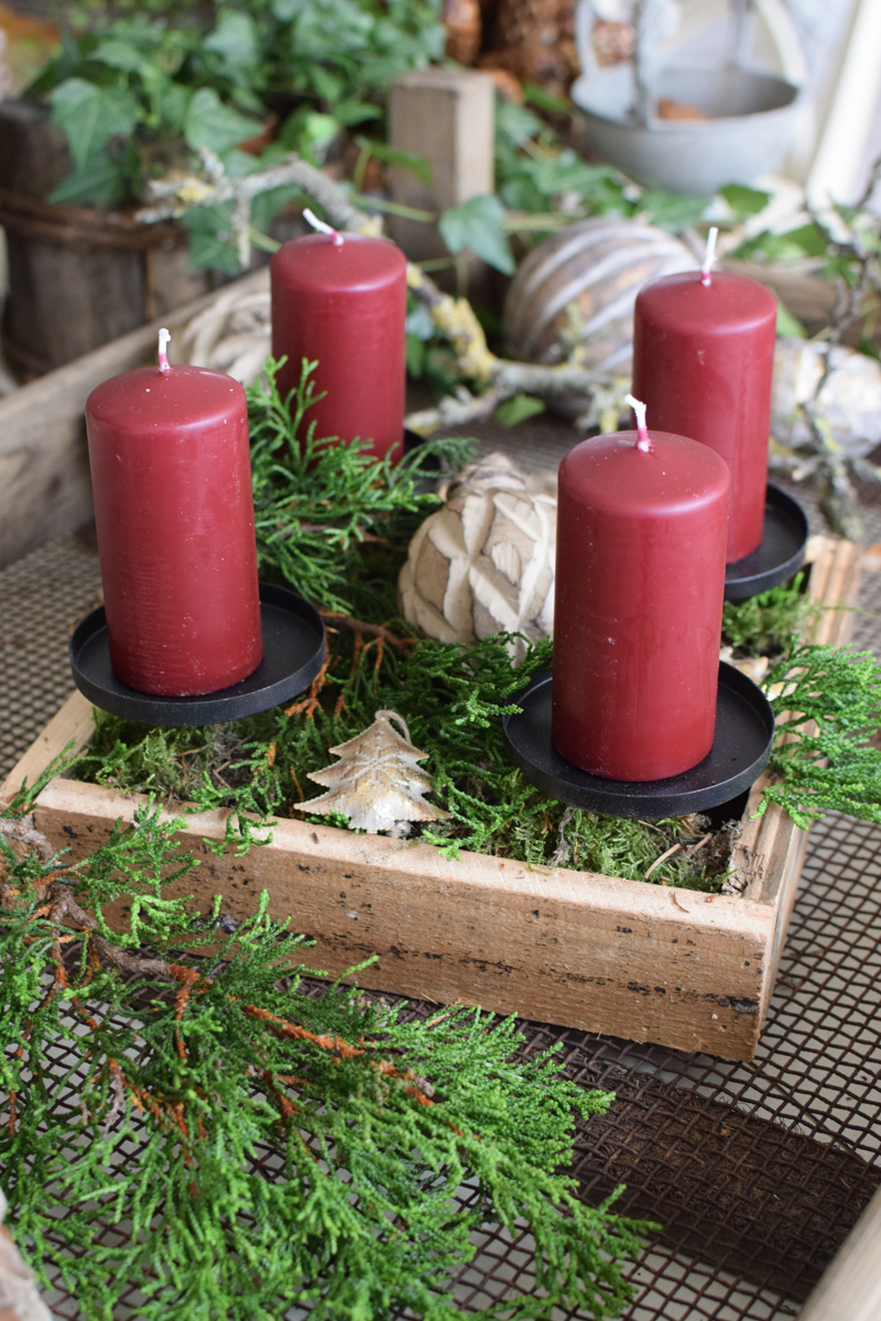 Advents-Tablett mit Kerzenhalter