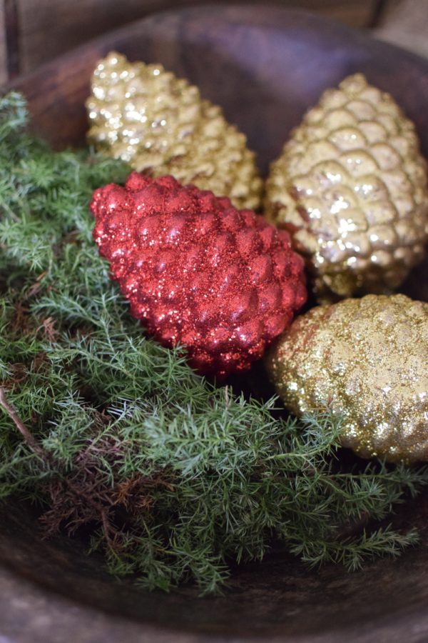 Pinienzapfen gold rot glitzer gewachst Winterdeko Zapfen Pinie Weihnachten im Mrs Greenery Shop bestellen