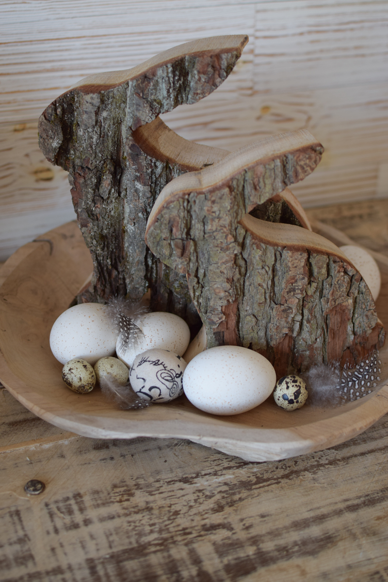 Hasen im Ei aus Holz, Holzdeko, Osterdeko, Osterhasen im Ei