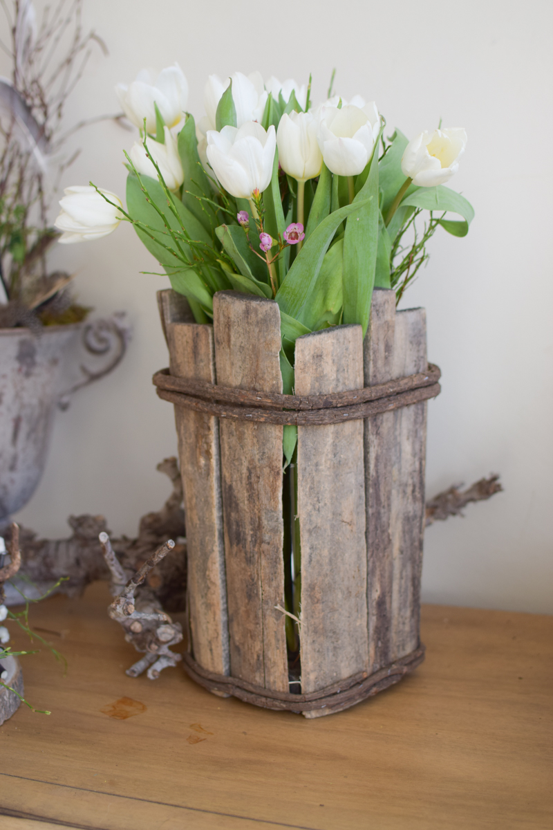 Holz-Vase Aged Wood rechteckig