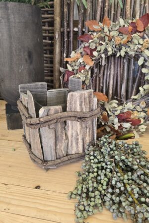Holz-Vase Aged Wood mit Glaseinsatz