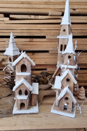Weihnachtshaus mit LED Batterien Weihnachtkapelle Weihnachtsdeko Winterdeko Holzhaus Deko im Mrs Greenery Shop bestellen kaufen