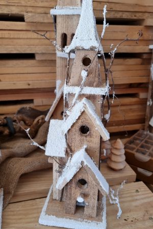 Weihnachtshaus mit LED Batterien Weihnachtkapelle Weihnachtsdeko Winterdeko Holzhaus Deko im Mrs Greenery Shop bestellen kaufen
