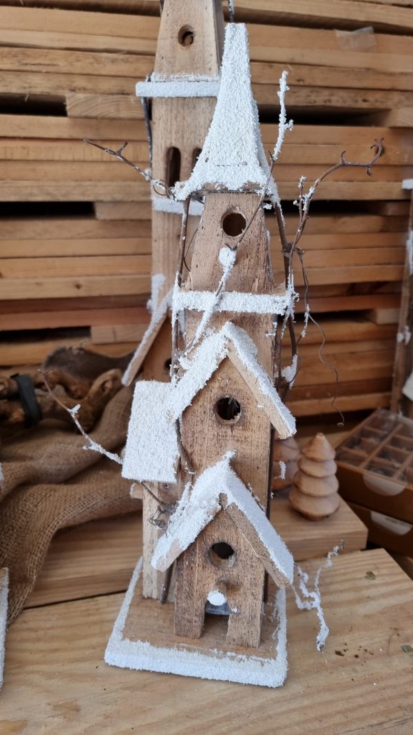 Weihnachtshaus mit LED Batterien Weihnachtkapelle Weihnachtsdeko Winterdeko Holzhaus Deko im Mrs Greenery Shop bestellen kaufen