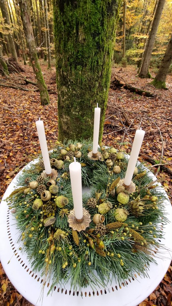 DIY Kreativ-Set Adventskranz Kranz Kränze selberbinden Advent Sparkling funkelnd grüner Adventskranz Trockenblumen grün Wintergrün im Mrs Greenery Shop bestellen Greenery Adventskränze bio selber binden oder stecken