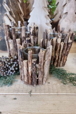 Windlicht Glas Holz Treibholz Vase Holzdeko im Mrs Greenery Shop bestellen kaufen