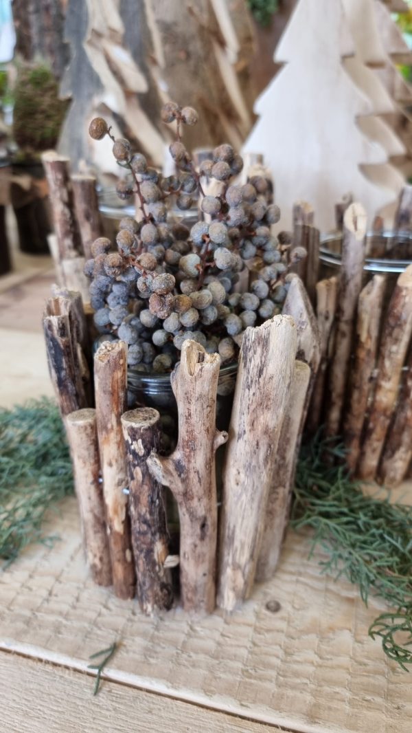 Windlicht Glas Holz Treibholz Vase Holzdeko im Mrs Greenery Shop bestellen kaufen