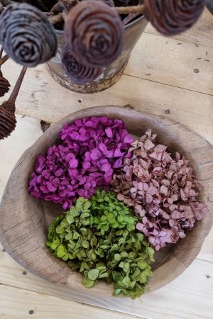 Hortensienblüten getrocknet Trockenblumen Hortensie violett rosa grün kreativsein im Mrs Greenery Shop bestellen kaufen