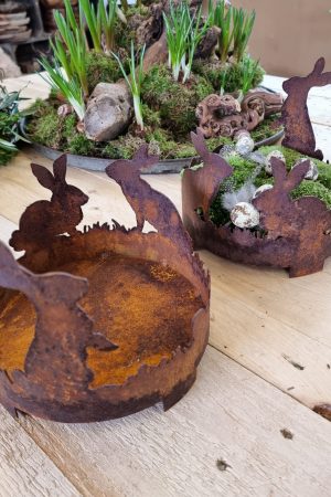 Hasenteller Hasentablett Osterdeko Hasendeko Osterhase Tischdeko Rostdeko Dekoidee Ostern im Mrs Greenery Shop bestellen kaufen