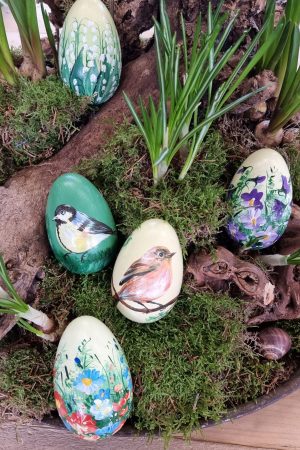 Ei bemalt Holz-Ei Osterei Osterdeko Naturdeko Ostern Holzei Holzdeko im Mrs Greenery Shop bestellen kaufen