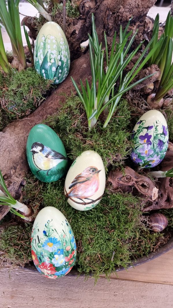 Ei bemalt Holz-Ei Osterei Osterdeko Naturdeko Ostern Holzei Holzdeko im Mrs Greenery Shop bestellen kaufen