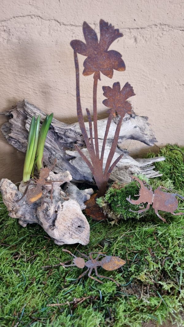 Rostdeko Osterdeko Frühlingsdeko Tischdeko Frühlingsblüher Ameise Käfer Insekten Metalldeko Dekoidee im Mrs Greenery Shop bestellen kaufen
