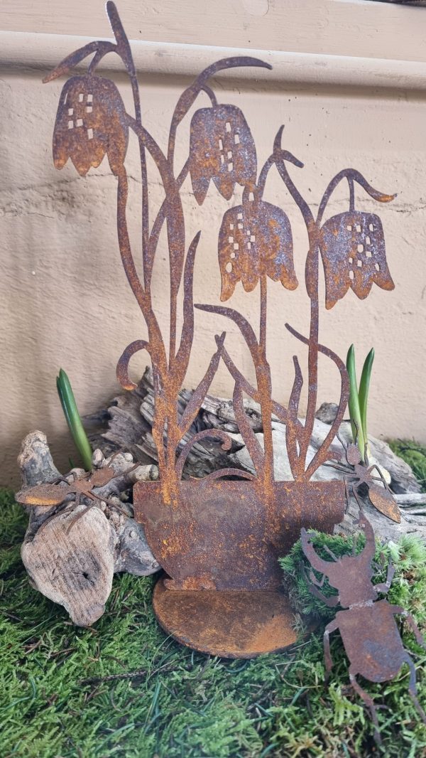 Rostdeko Osterdeko Frühlingsdeko Tischdeko Frühlingsblüher Metalldeko Dekoidee im Mrs Greenery Shop bestellen kaufen