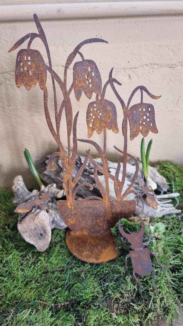 Rostdeko Osterdeko Frühlingsdeko Tischdeko Frühlingsblüher Metalldeko Dekoidee im Mrs Greenery Shop bestellen kaufen