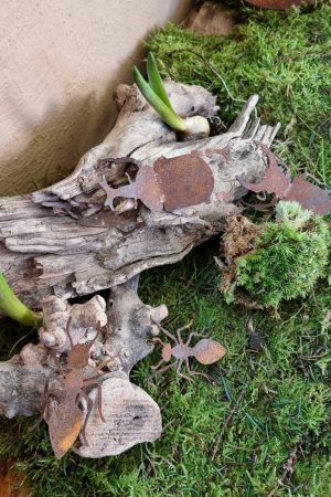 Rostdeko Osterdeko Frühlingsdeko Tischdeko Frühlingsblüher Ameise Käfer Insekten Metalldeko Dekoidee im Mrs Greenery Shop bestellen kaufen