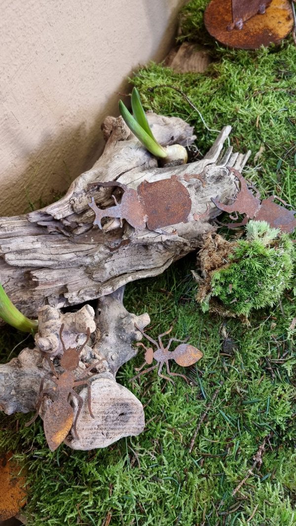 Rostdeko Osterdeko Frühlingsdeko Tischdeko Frühlingsblüher Ameise Käfer Insekten Metalldeko Dekoidee im Mrs Greenery Shop bestellen kaufen