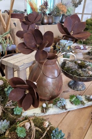 rostblume blume metallblume rostig metalldeko blüte rostblüte dekoblüte metall rost im mrs greenery shop bestellen kaufen