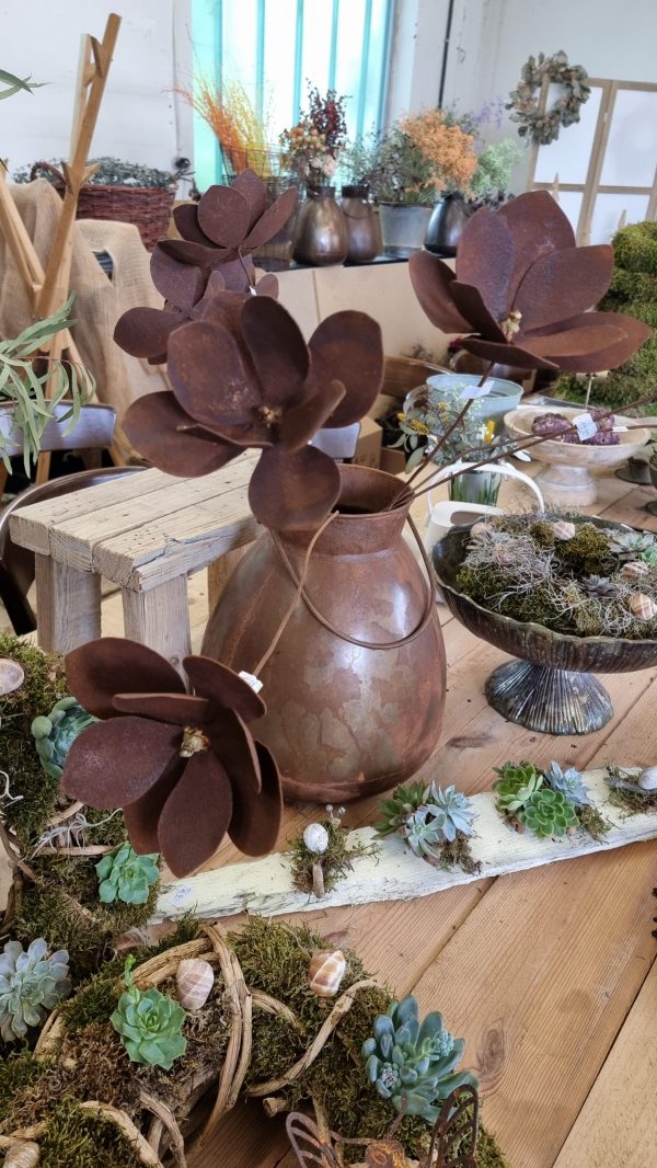 rostblume blume metallblume rostig metalldeko blüte rostblüte dekoblüte metall rost im mrs greenery shop bestellen kaufen