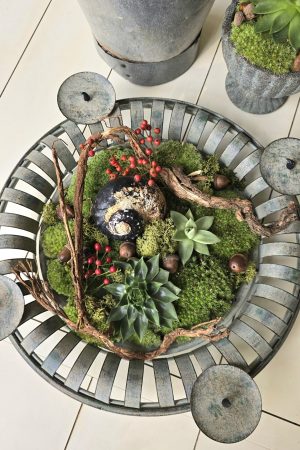 Schale Dekoschale Metallschale Adventsschale Adventskranz Herbstdeko Winterdeko Adventsdeko Dekotablett im Mrs Greenery Shop bestellen kaufen