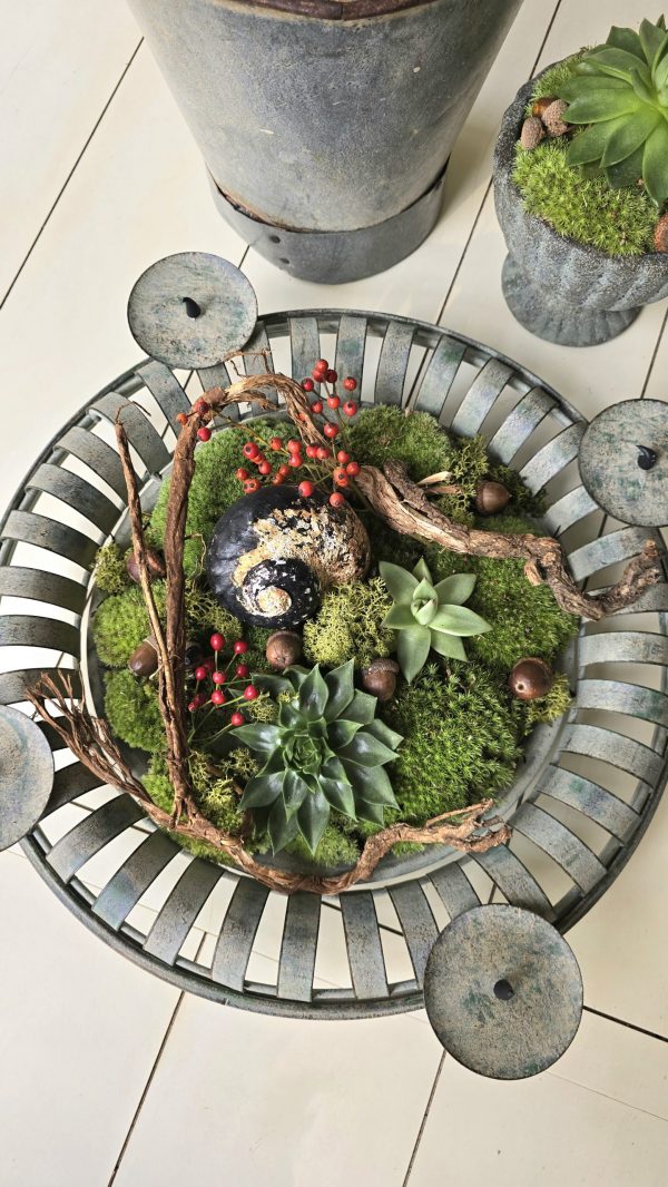 Schale Dekoschale Metallschale Adventsschale Adventskranz Herbstdeko Winterdeko Adventsdeko Dekotablett im Mrs Greenery Shop bestellen kaufen