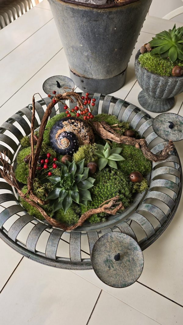 Schale Dekoschale Metallschale Adventsschale Adventskranz Herbstdeko Winterdeko Adventsdeko Dekotablett im Mrs Greenery Shop bestellen kaufen