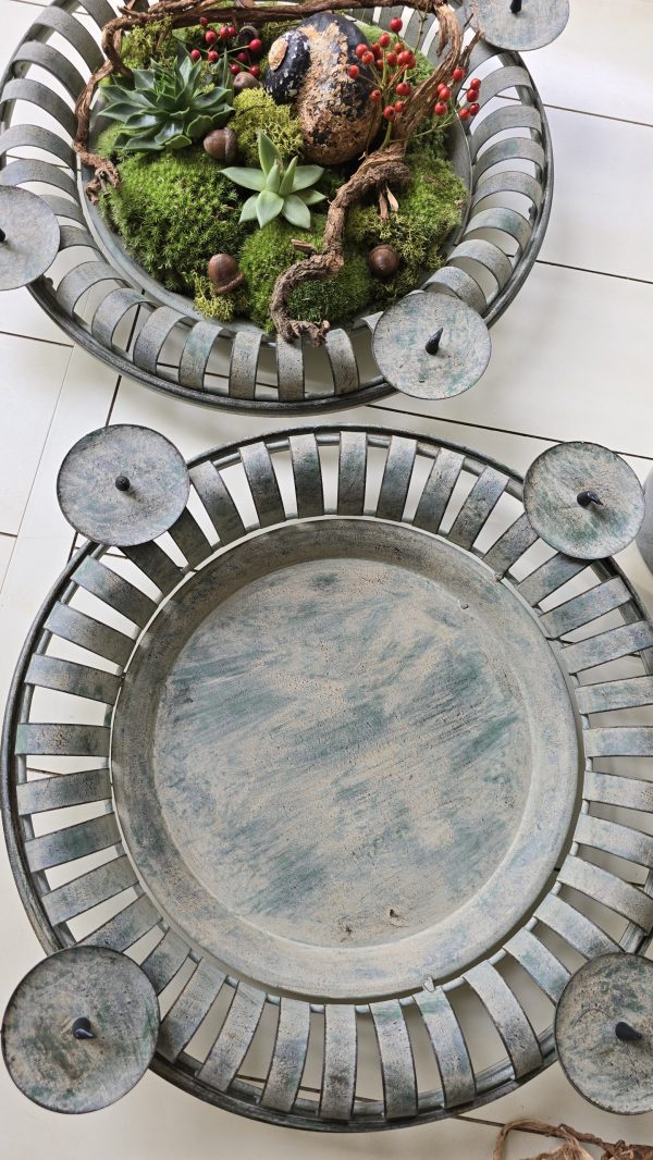 Schale Dekoschale Metallschale Adventsschale Adventskranz Herbstdeko Winterdeko Adventsdeko Dekotablett im Mrs Greenery Shop bestellen kaufen