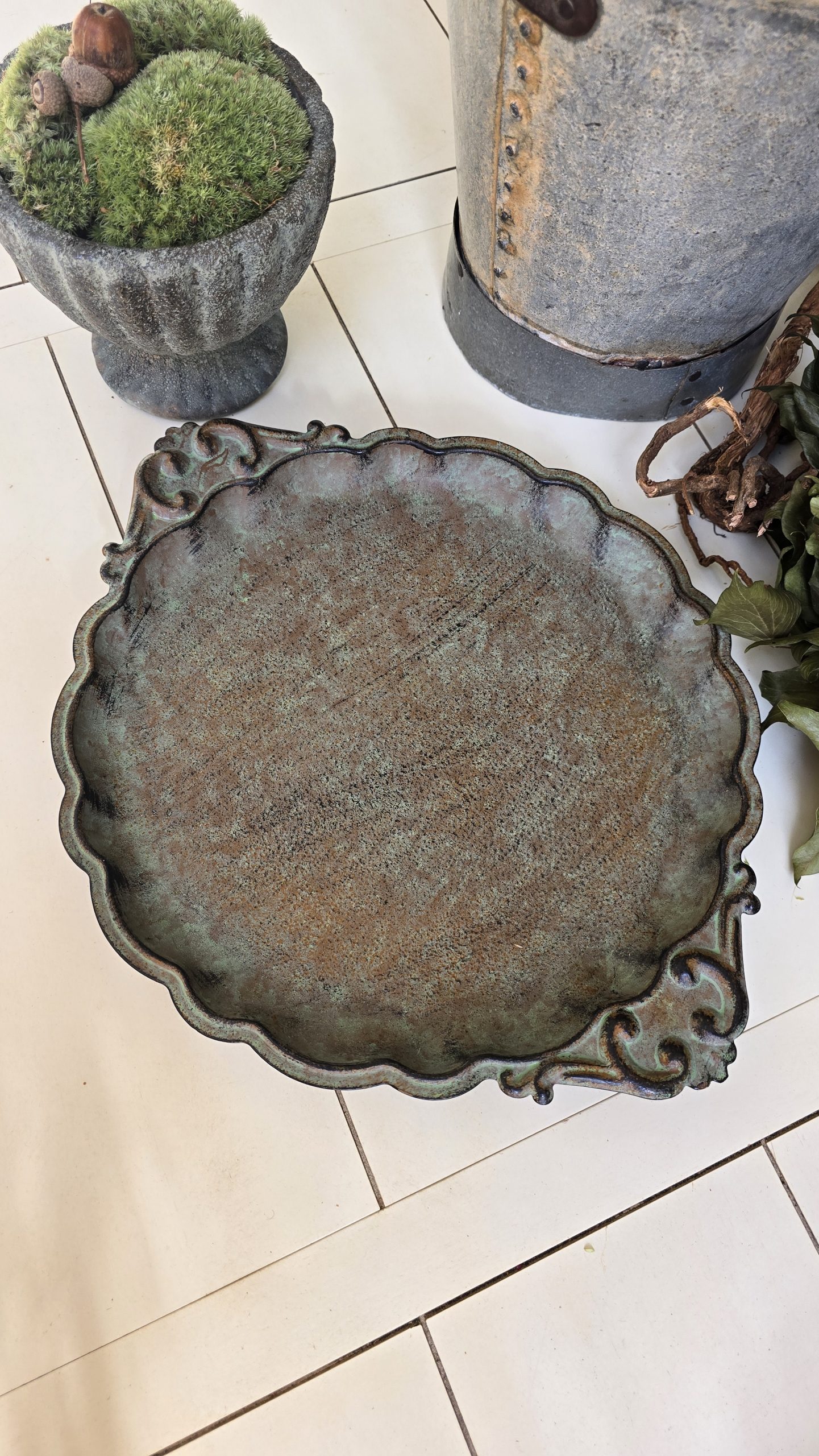 Schale Dekoschale Metallschale Adventsschale Herbstdeko Winterdeko Dekotablett im Mrs Greenery Shop bestellen kaufen