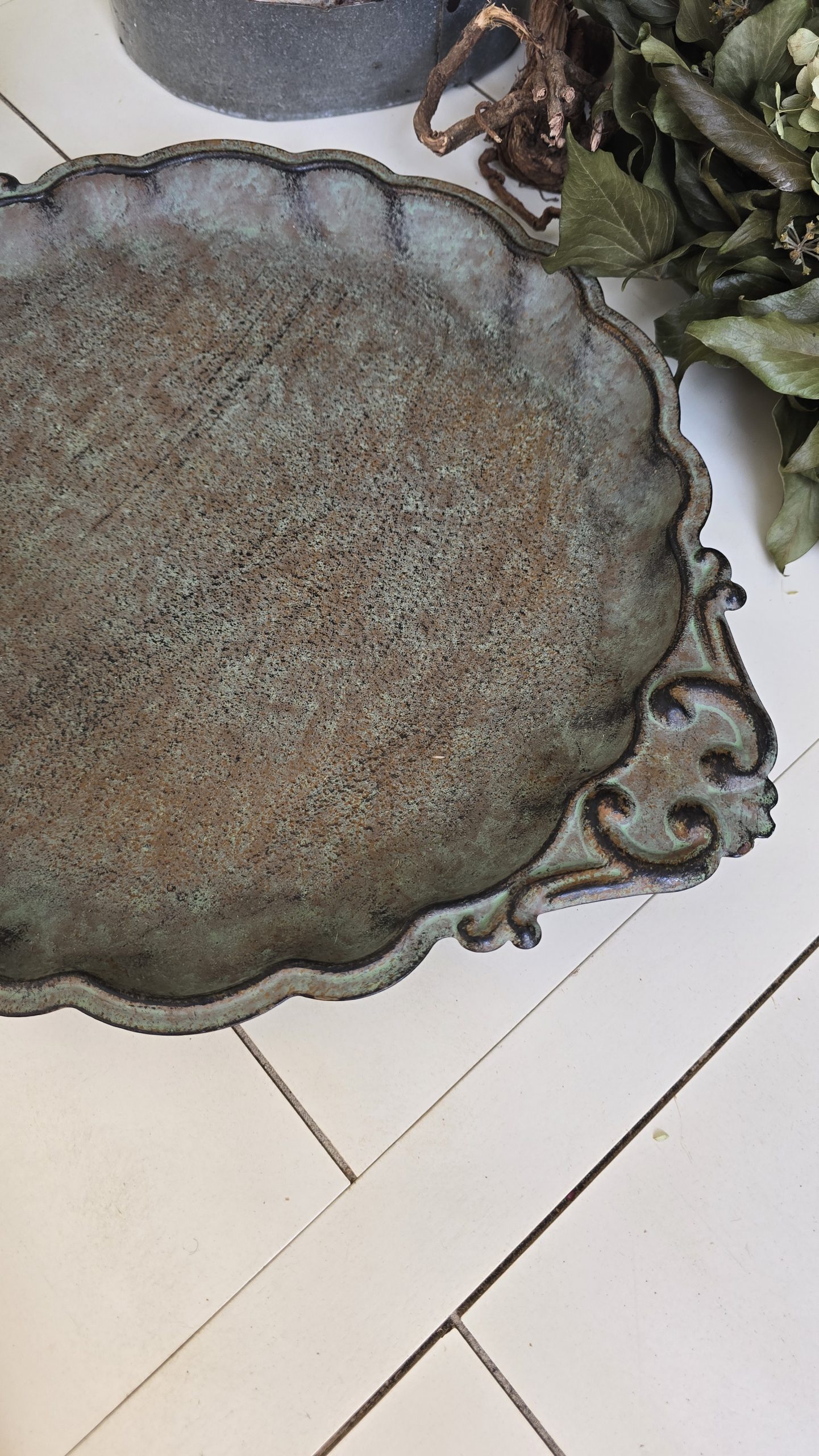 Schale Dekoschale Metallschale Adventsschale Herbstdeko Winterdeko Dekotablett im Mrs Greenery Shop bestellen kaufen