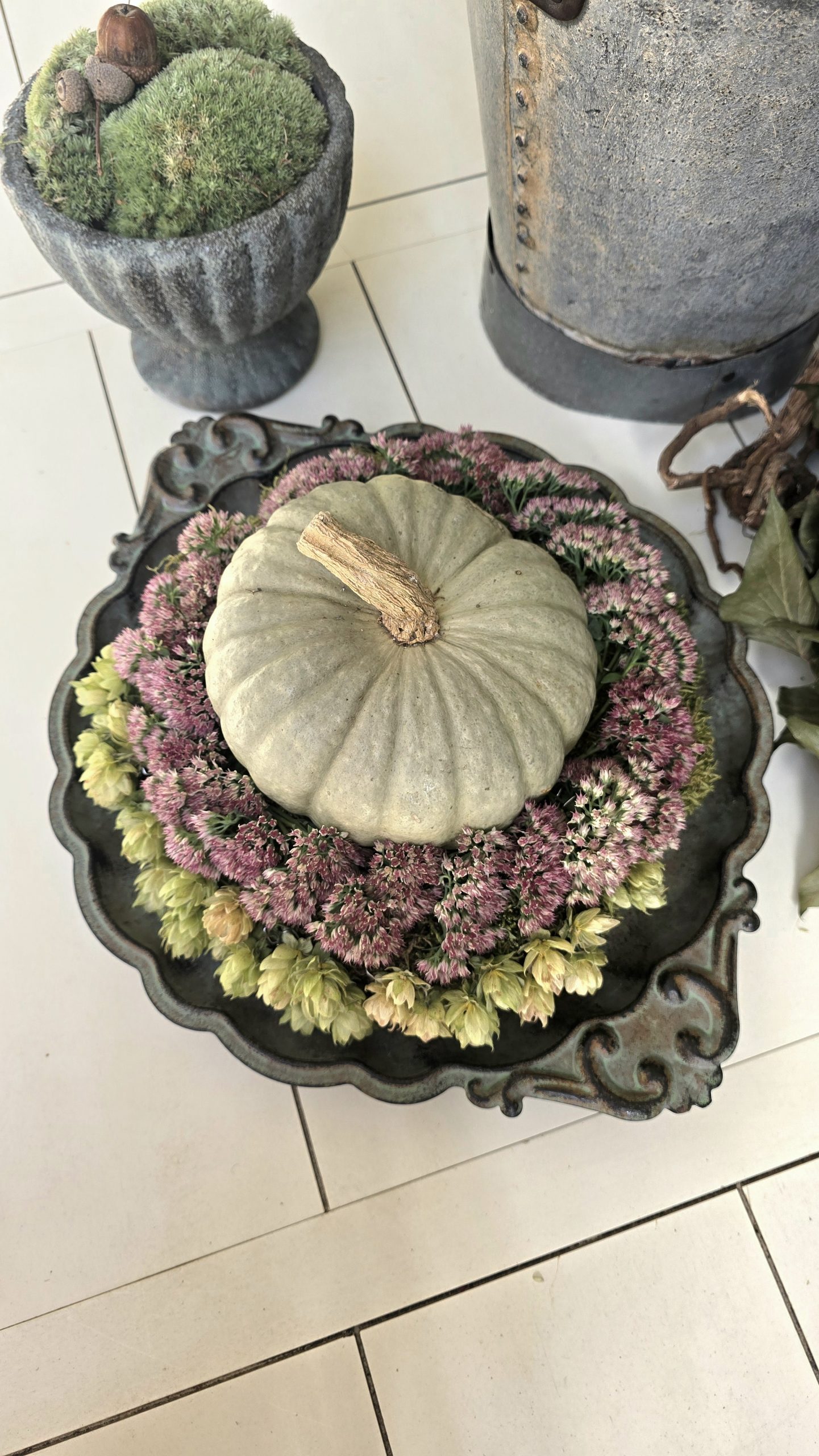 Schale Dekoschale Metallschale Adventsschale Herbstdeko Winterdeko Dekotablett im Mrs Greenery Shop bestellen kaufen