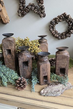 Kerzenständer kerzenhalter antik vintage holz holzkerzenständer deko holzdeko im mrs greenery shop bestellen kaufen