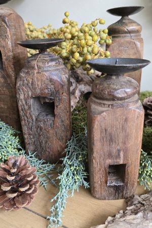 Kerzenständer kerzenhalter antik vintage holz holzkerzenständer deko holzdeko im mrs greenery shop bestellen kaufen