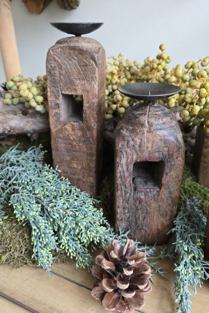 Kerzenständer kerzenhalter antik vintage holz holzkerzenständer deko holzdeko im mrs greenery shop bestellen kaufen
