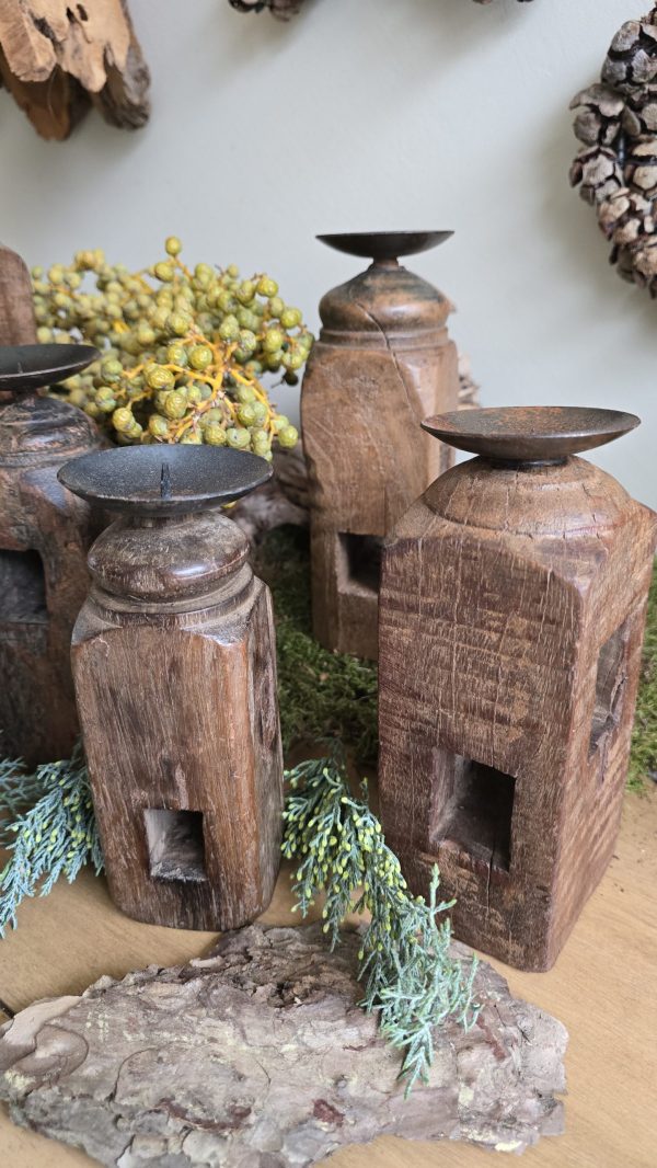 Kerzenständer kerzenhalter antik vintage holz holzkerzenständer deko holzdeko im mrs greenery shop bestellen kaufen