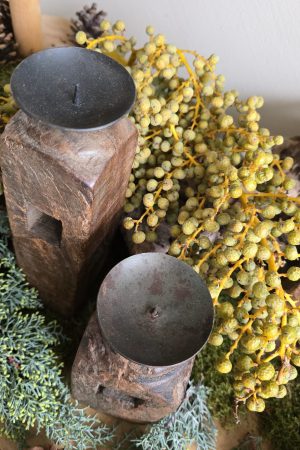 Kerzenständer kerzenhalter antik vintage holz holzkerzenständer deko holzdeko im mrs greenery shop bestellen kaufen