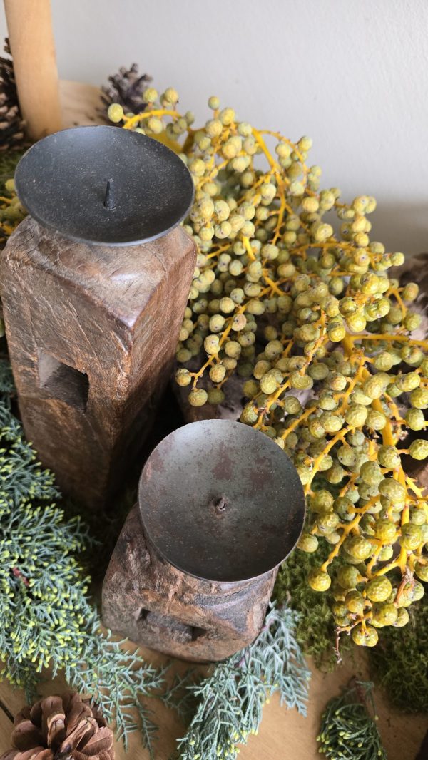 Kerzenständer kerzenhalter antik vintage holz holzkerzenständer deko holzdeko im mrs greenery shop bestellen kaufen