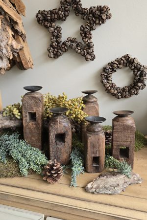 Kerzenständer kerzenhalter antik vintage holz holzkerzenständer deko holzdeko im mrs greenery shop bestellen kaufen