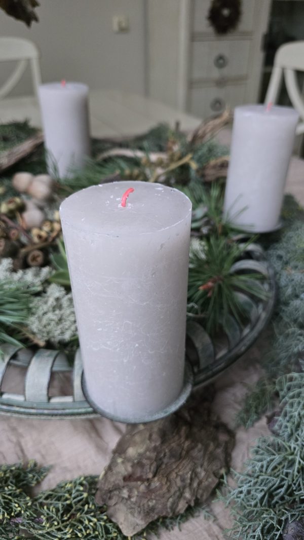 Stumpenkerze Kerze Advent Adventskranz grün grau creme weiss taupe mrs greenery shop bestellen kaufen Kerze Kerzen