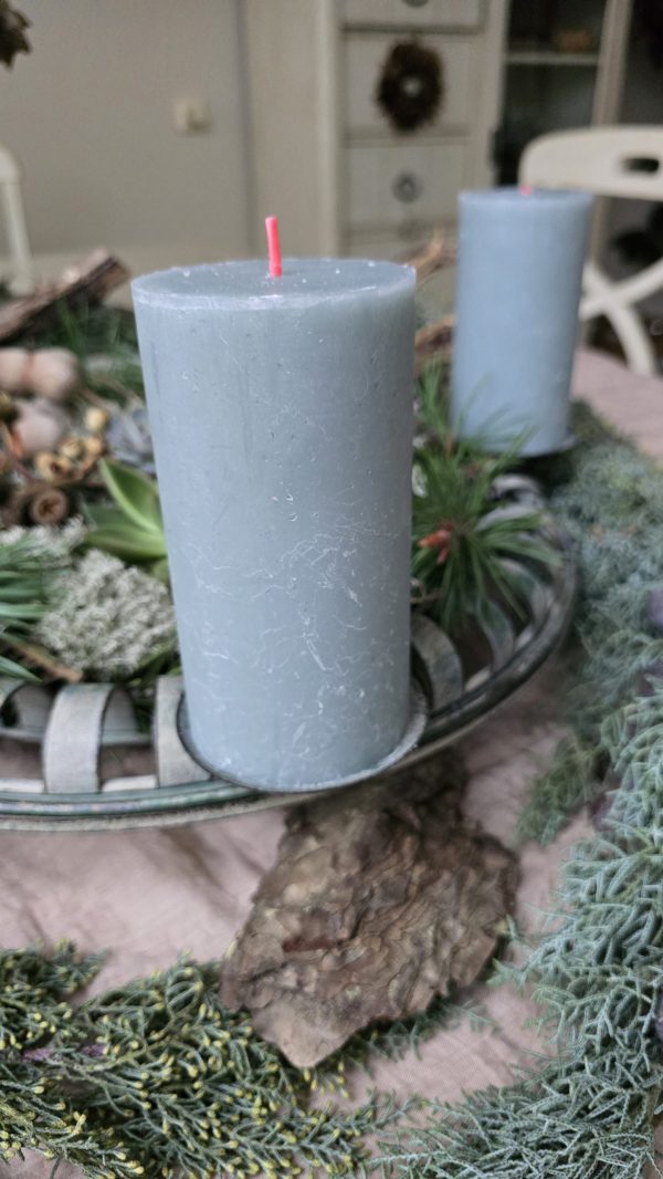 Stumpenkerze Kerze Advent Adventskranz grün grau creme weiss taupe mrs greenery shop bestellen kaufen Kerze Kerzen