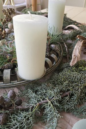 Stumpenkerze Kerze Advent Adventskranz grün grau creme weiss taupe mrs greenery shop bestellen kaufen Kerze Kerzen