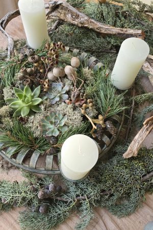 Stumpenkerze Kerze Advent Adventskranz grün grau creme weiss taupe mrs greenery shop bestellen kaufen Kerze Kerzen